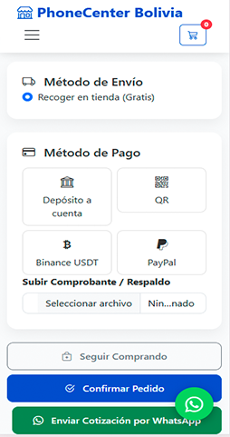 Pantalla de inicio de la app